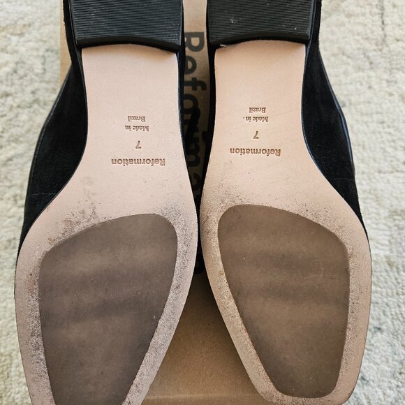 Reformation Charlie Ballet Flat Black Suede Size 7 - Picture 2 of 3